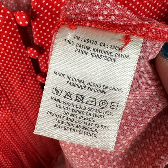 Maeve Anthropologie Shirt Womens Extra Small Red White Polka Dot Matilda Tie - Picture 10 of 13